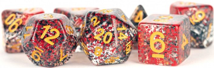 MDG - Resin Polyhedral Dice Set: Particle Dice - Red/Black