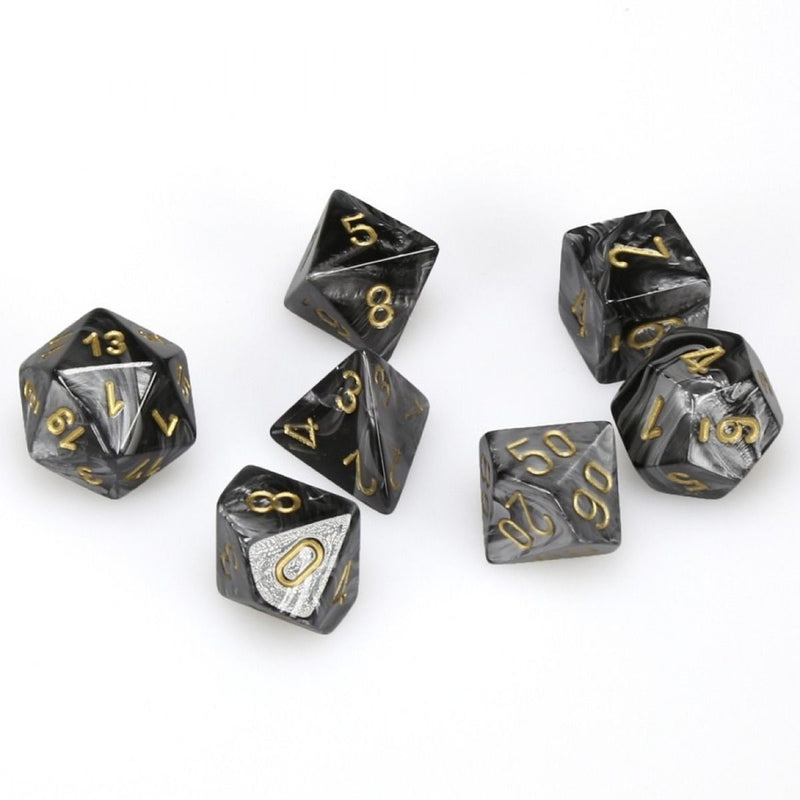 Chessex - Lustrous Black w/gold Classic Polyhedral 7-Die Set