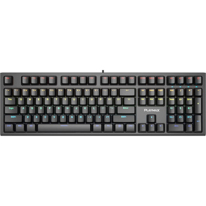 Playmax PRO Black RGB Mechanical Gaming Keyboard (Purple Bonus Key Caps)
