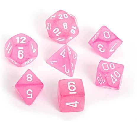 Chessex - Frosted Pink w/White Classic Polyhedral