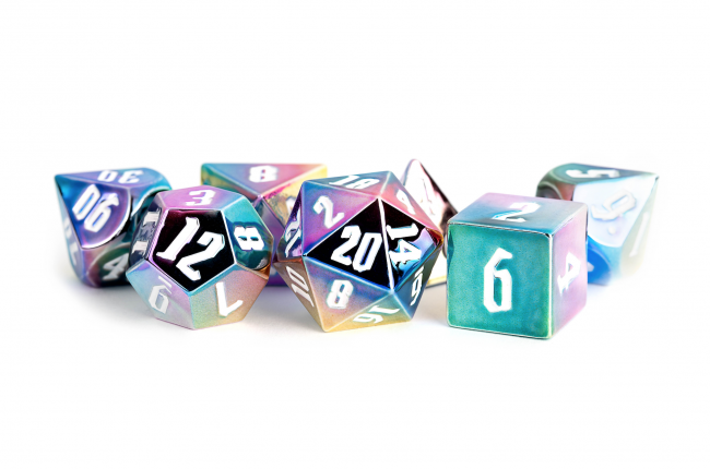 MDG - Rainbow Aegis Dice: White Numbers