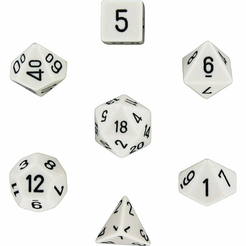 Chessex - White w/black Opaque Polyhedral 7-Die Set
