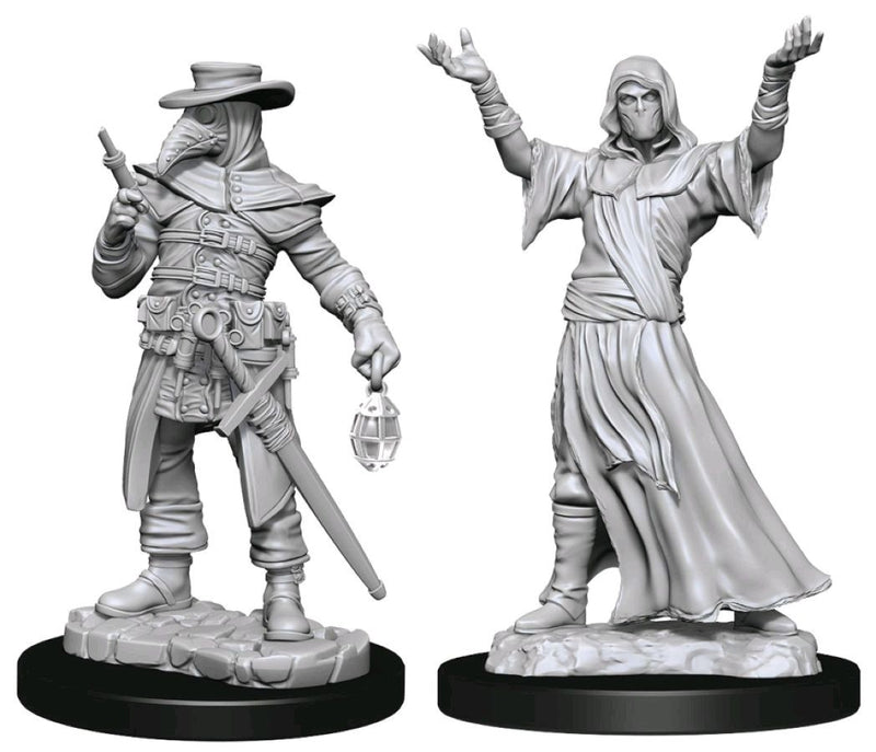 WizKids - Deep Cuts Unpainted Miniatures: Plague Doctor & Cultist