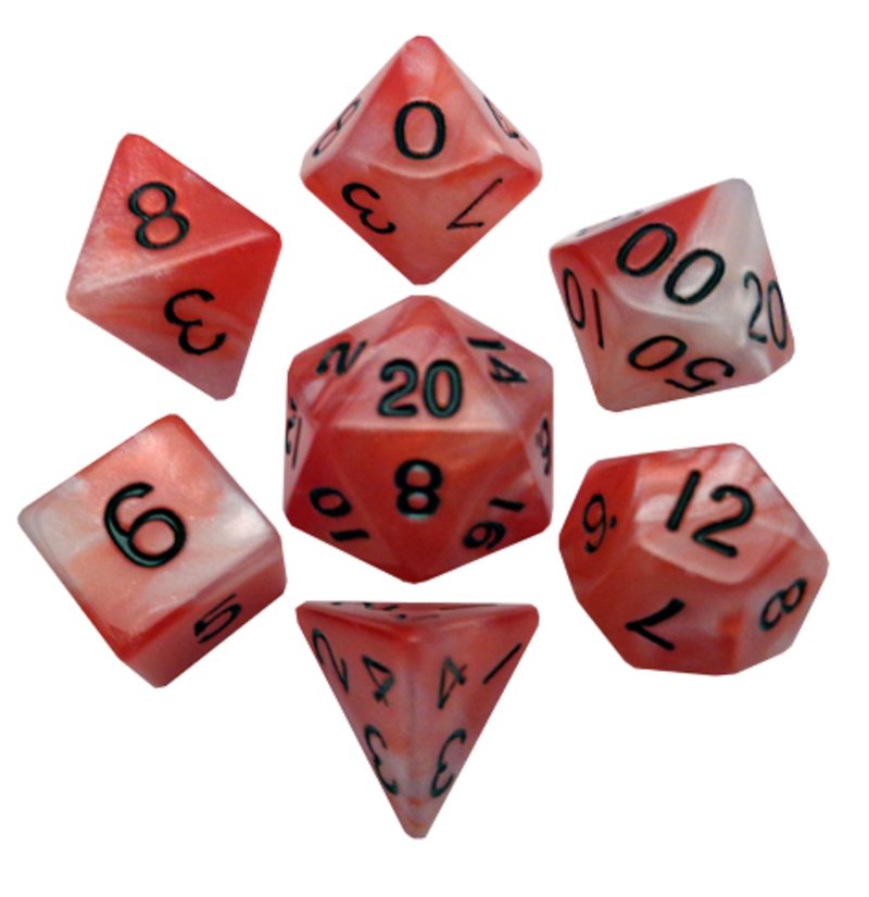 Acrylic Dice: Combo Attack. Red/White with Black 16mm Poly