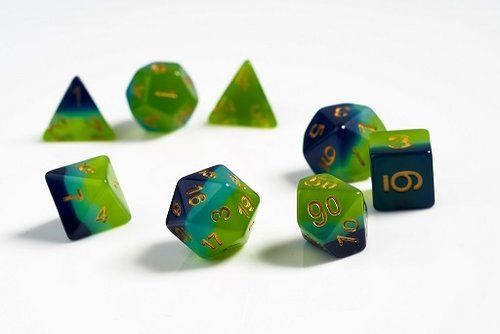 Sirius Dice Set Green and Blue Translucent