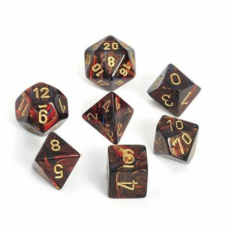 Chessex - Scarab Blue Blood w/gold Signature Polyhedral 7-Die Set