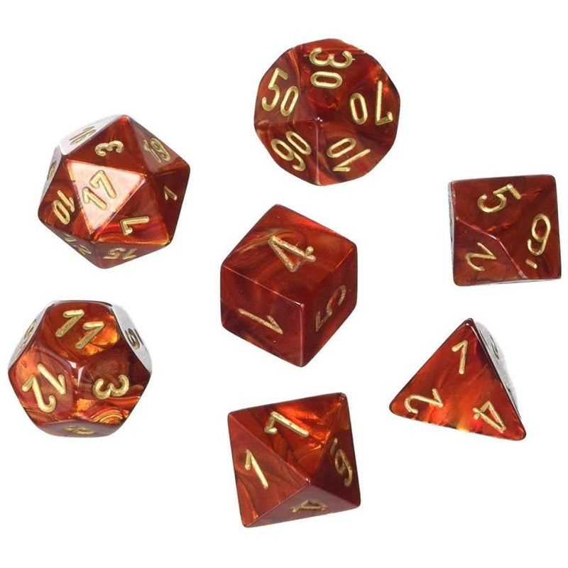 Chessex - Scarab Scarlet w/gold Signature Polyhedral 7-Die Set