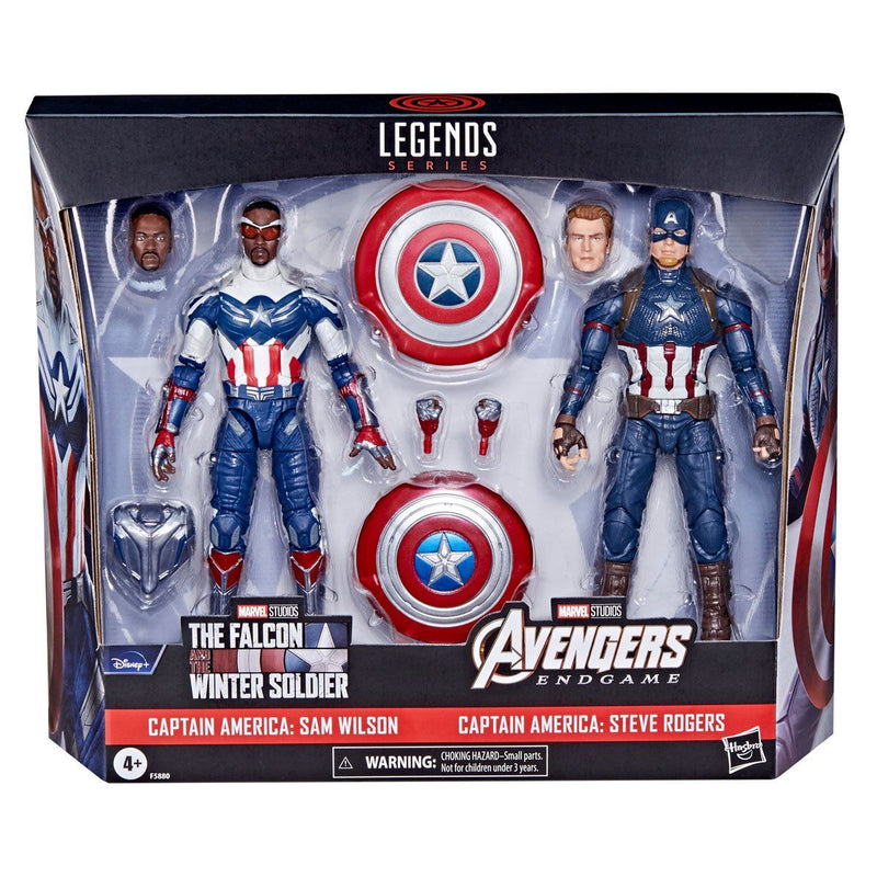 Avengers Marvel Legends - Captain America Sam Wilson & Steve Rogers 6 Inch Action Figure 2 Pack
