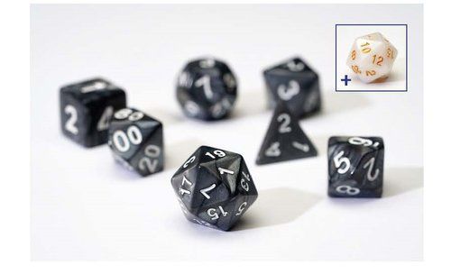Sirius Dice Set Pearl Grey/Black Acrylic
