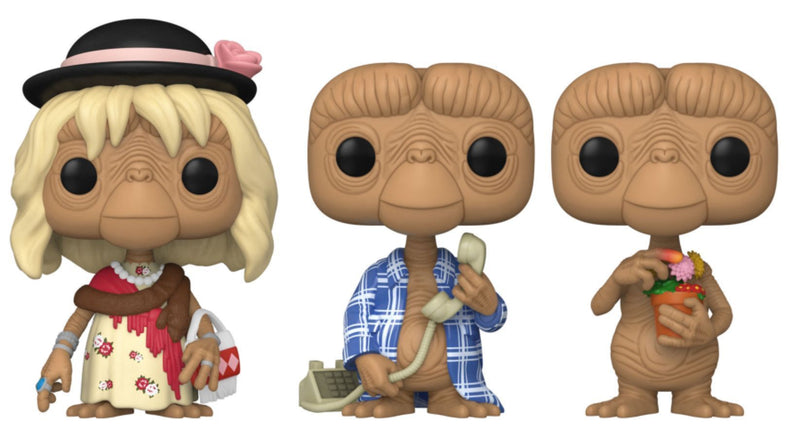 E.T. the Extra-Terrestrial - E.T. in Disguise, in Robe & with Flowers (US Exclusive) Pop! Vinyl Figure 3 Pack
