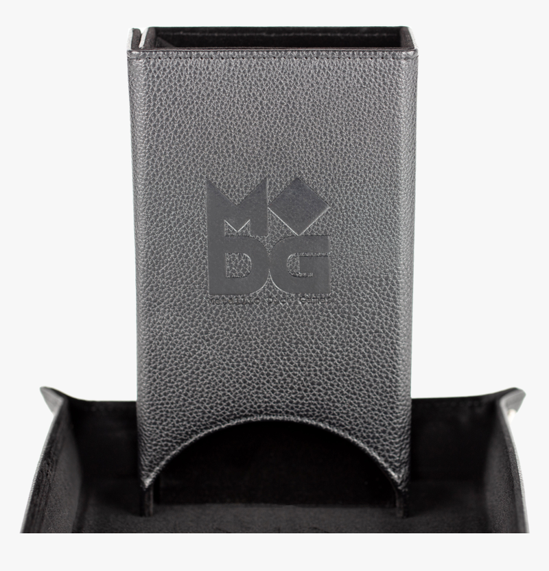 Fold Up Leather Dice Tower: Black