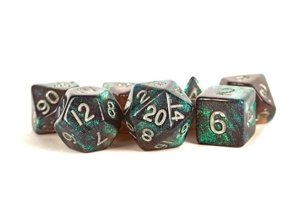 Acrylic Dice: Stardust Grey with Silver Numbers