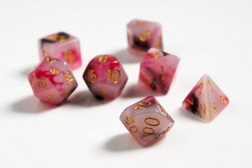 Sirius Dice - Dice Set - Pink, Black & Red Marble