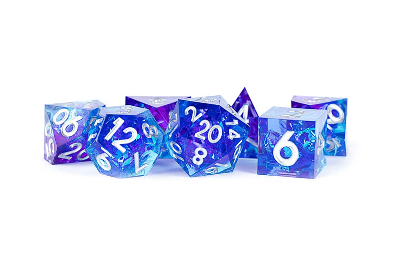 Metallic Dice Games – Handcrafted Sharp Edge Resin Dice Set - Oceanic Flare