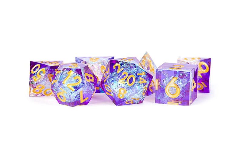 Metallic Dice Games – Handcrafted Sharp Edge Resin Dice Set - Royal Geode