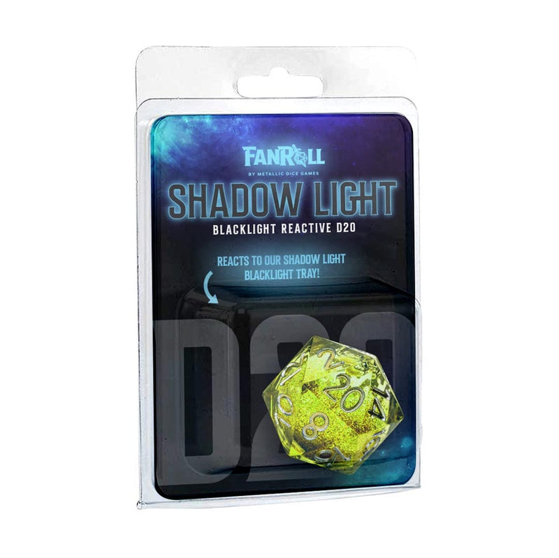 Metallic Dice Games – Individual Liquid Core D20 – Shadow Light