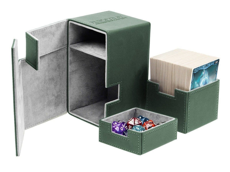 Ultimate Guard Flip n Tray Deck Case 100+ Standard Size XenoSkin Green Deck Box