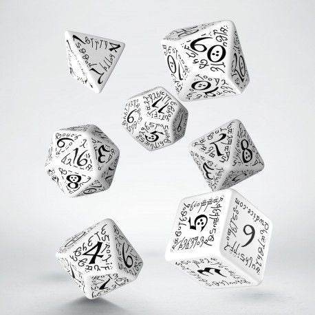 Q Workshop Elvish White & Black Dice Set 7