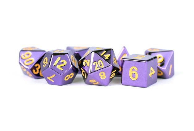 MDG - Metal Dice: Purple with Gold Numbers 16mm Poly Set