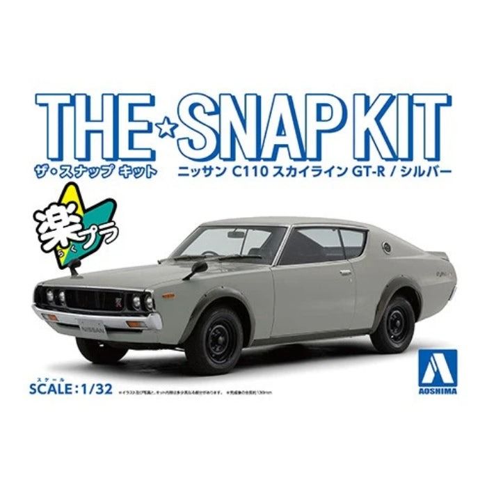 Nissan C110 Skyline GT-R 1/32 Snap Model Kit (Silver)
