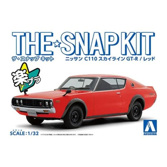 Nissan C110 Skyline GT-R 1/32 Snap Model Kit (Red)