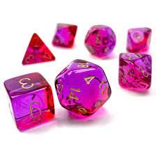 Chessex - Gemini Translucent Red-Violet/gold 7-Dice Set