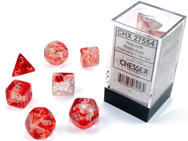 Chessex - Nebula Red/Silver Luminary 7-Die Set