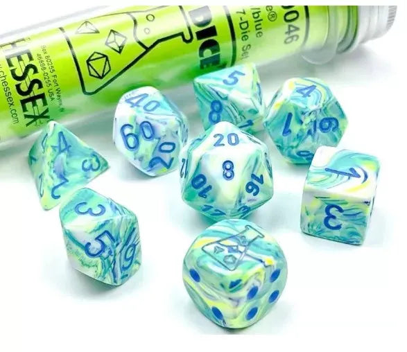 Chessex – Festive Polyhedral Garden/Blue 7-Die Set