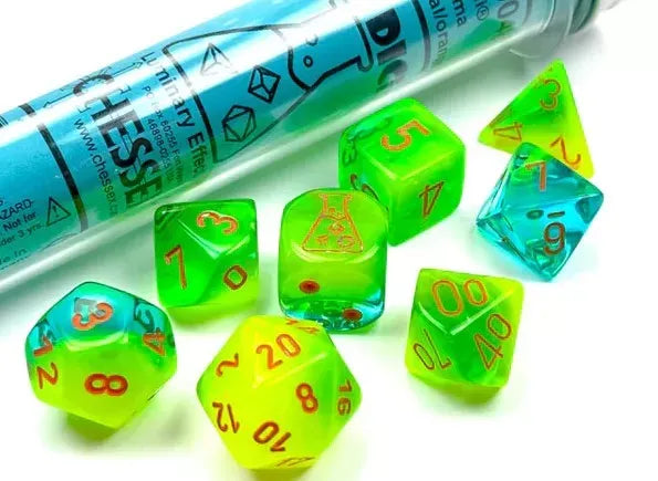 Chessex – Gemini Polyhedral Plasma Green-Teal/Oran