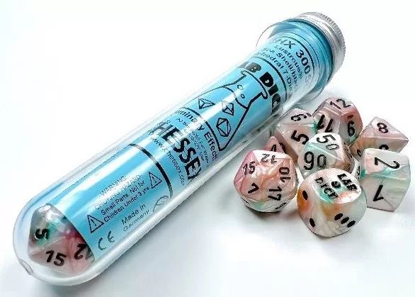 Chessex - Lustrous Polyhedral Sea Shell/Black