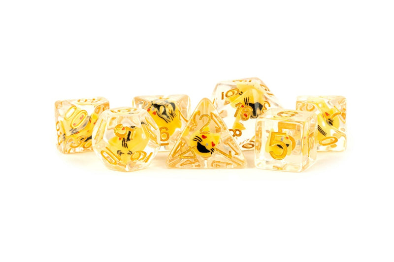 Metallic Dice Games – 16mm Resin Poly Dice Set- Cat Dice