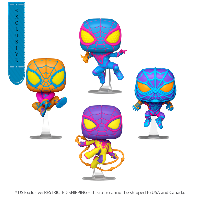 Miles Morales - Blacklight (US Exclusive) Pop! Vinyl Figure 4 Pack