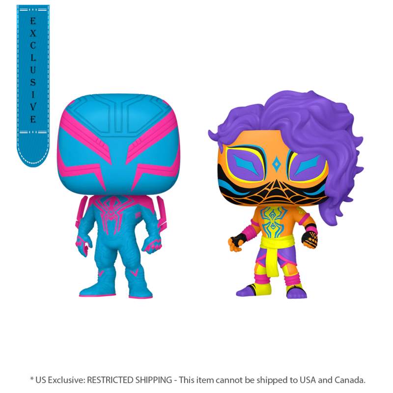 Spider-Man: Across the Spider-Verse - Spider-Man 2099 and Spider-Man India (US Exclusive) Blacklight Pop! Vinyl Figure 2 Pack