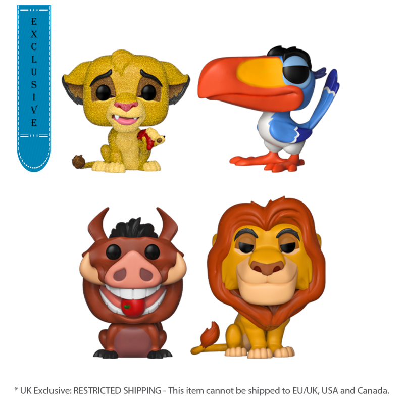 The Lion King (1994) - Simba, Zazi, Pumbaa, Mufasa (US Exclusive) Glitter Pop! Vinyl 4 Pack