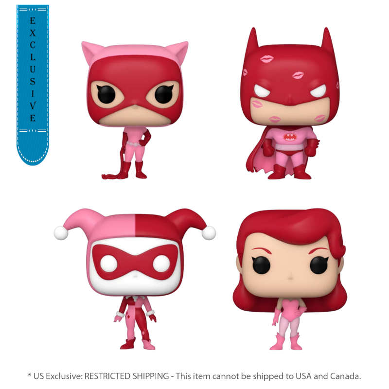 DC Comics: Valentines 2024 - Pink (US Exclusive) Pocket Pop! 4 Pack Heart Box