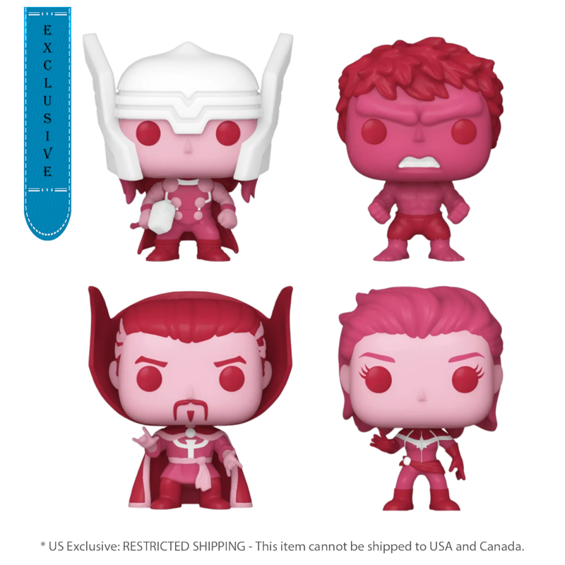 Marvel Comics: Valentines 2024 - Pink (US Exclusive) Pocket Pop! 4 Pack Heart Box