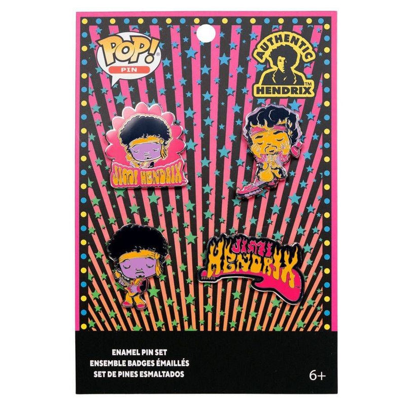 Jimi Hendrix - Flaming Guitars Enamel Pin 4 ,Pack