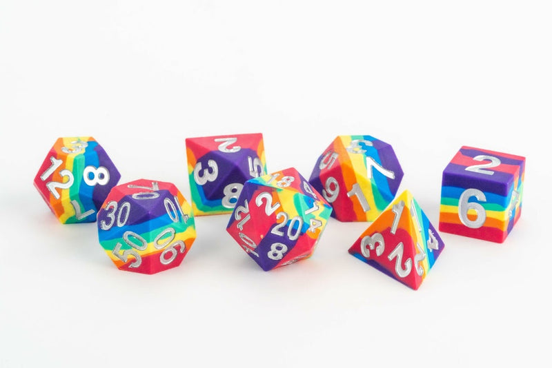 MDG - Sharp Edge Silicone Rubber Dice Set Rainbow
