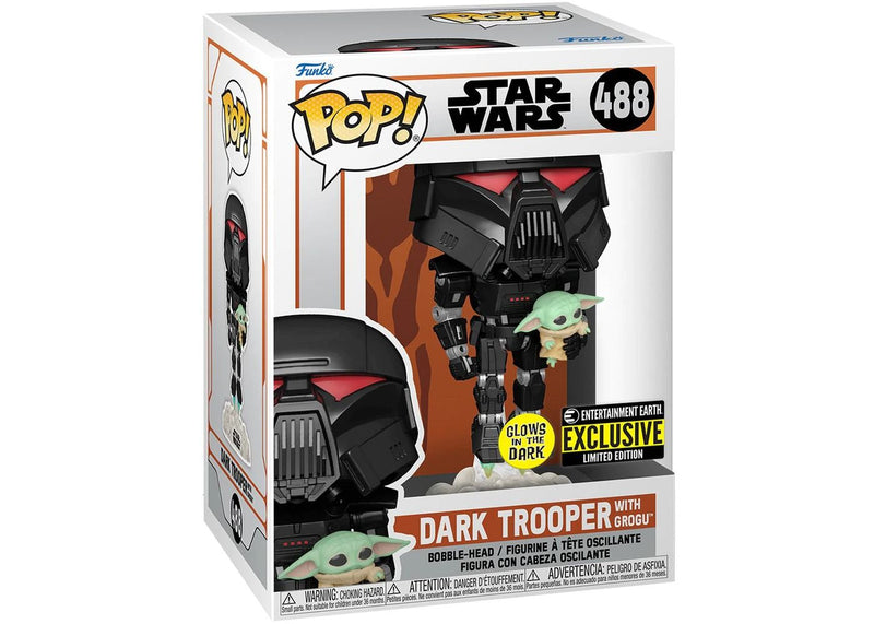 Star Wars: The Mandalorian - Dark Trooper with Child Glow (EE Sticker) Pop! Vinyl Figure