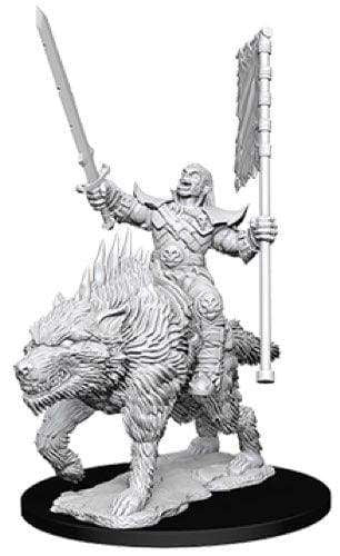 Image Deep Cuts Pathfinder Orc on Dire Wolf Unpainted Miniature