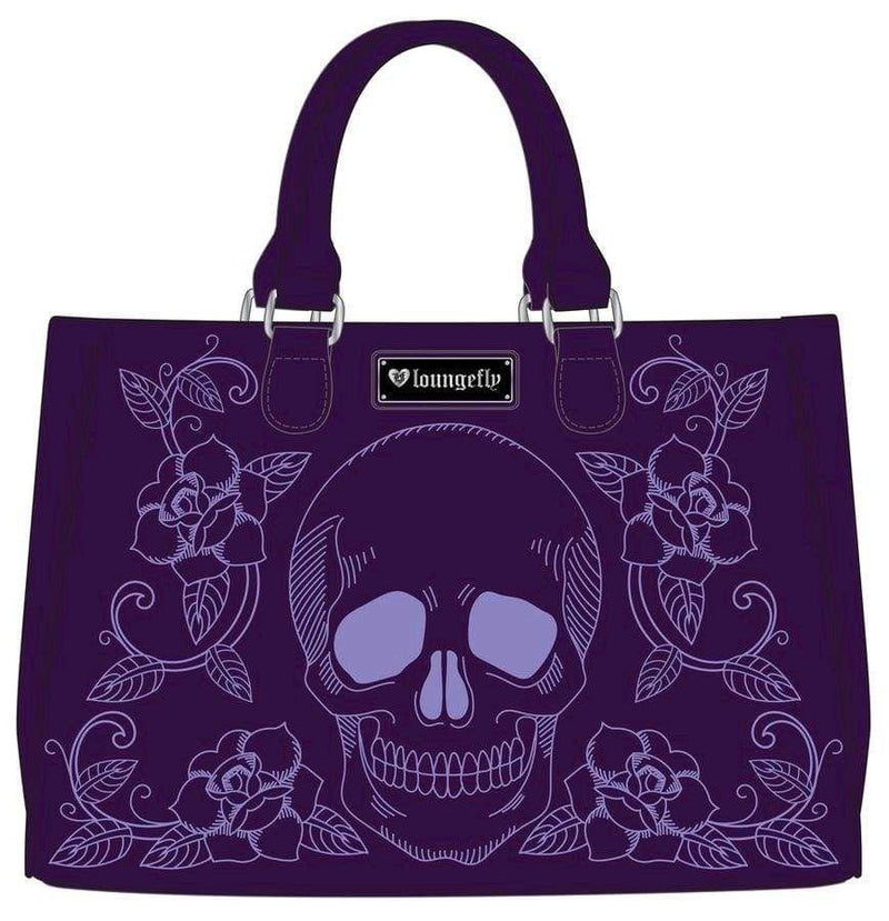 Image Loungefly - Floral Skull Double Handle Bag
