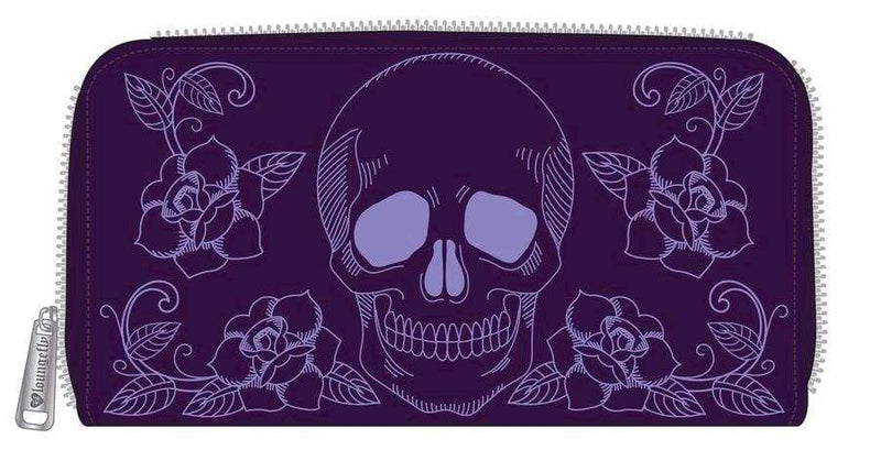 Image Loungefly - Floral Skull Purple Zip-Around Wallet