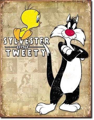 Image Sylvester & Tweety - Retro Tin Sign