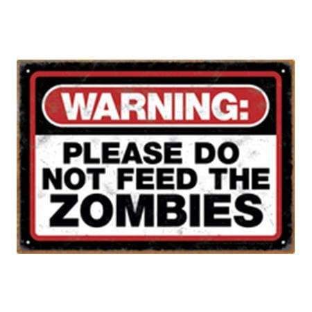 Image Warning - Zombies Tin Sign
