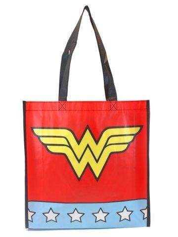 Image Wonder Woman - Star Print with Logo Red Shopping Bag