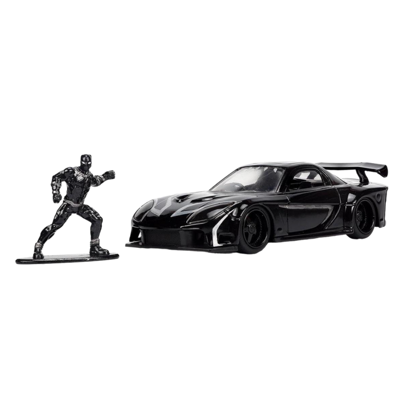 Marvel Comics - 1995 Mazda RX7 with Black Panther 1:32 Scale Diecast Figure