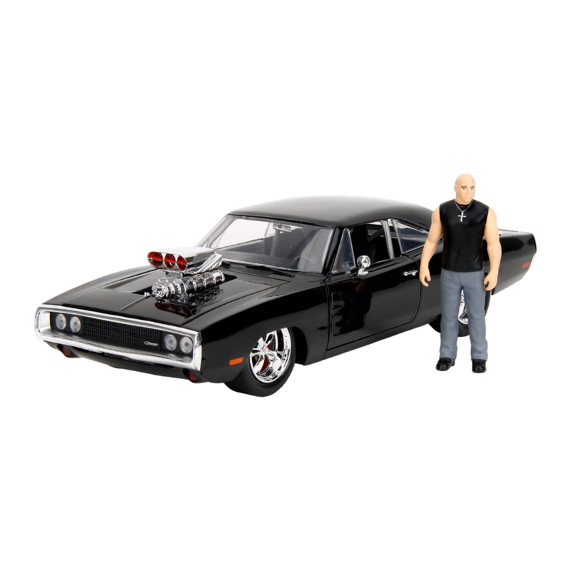 Hollywood Rides - 1970 Dodge Charger with Dom Toretto 1:24 Diecast Set