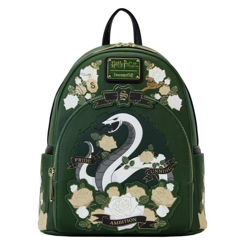 Harry Potter - Slytherin House Floral Tattoo Mini Backpack