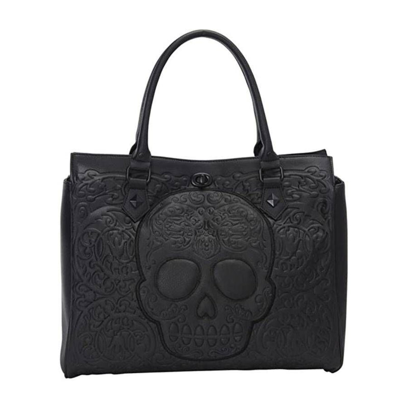 Loungefly - Black on Black Lattice Skull (US Exclusive) Tote Bag