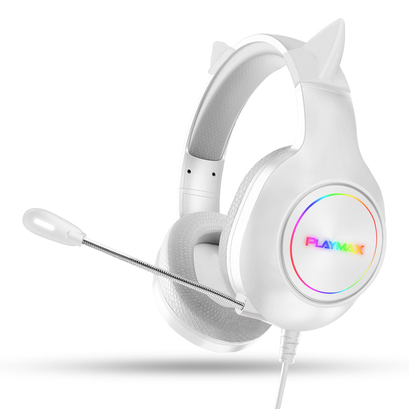 Playmax RGB Cat Ear Headset - White (New)